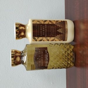 Bath & Body Works GOLDEN BERRY MISTLETOE Body Wash & Lotion Set